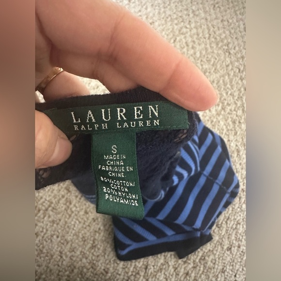 Ralph Lauren Fitted Black and Blue Ribbed Long Sleeve Blouse size S - Picture 5 of 8